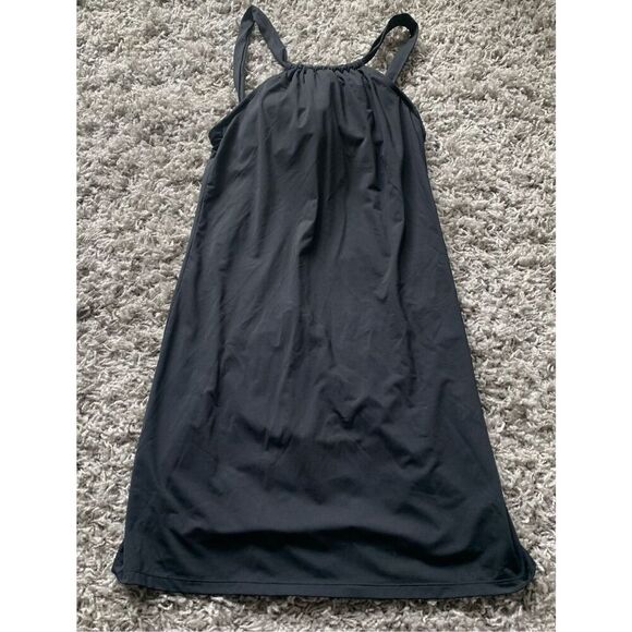Athleta Kokomo black SHELF sport BRA Swim Sun Tank Dress sz M - Picture 2 of 8